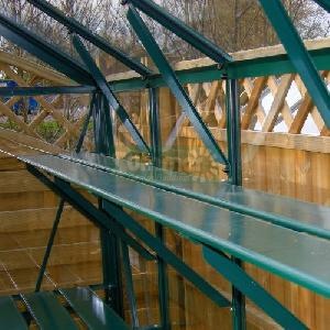 GREENHOUSES xx - Aluminium high level shelving green finish