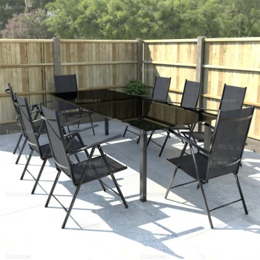 8 Seater Dining Set 308 - Textilene Recliners, Rectangular Table 8 Seater Dining Set 308 - Textilene Recliners, Rectangular Table