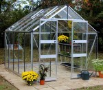 Aluminium Greenhouse 252 - Silver, Zero Threshold Doorway Aluminium Greenhouse 252 - Silver, Zero Threshold Doorway