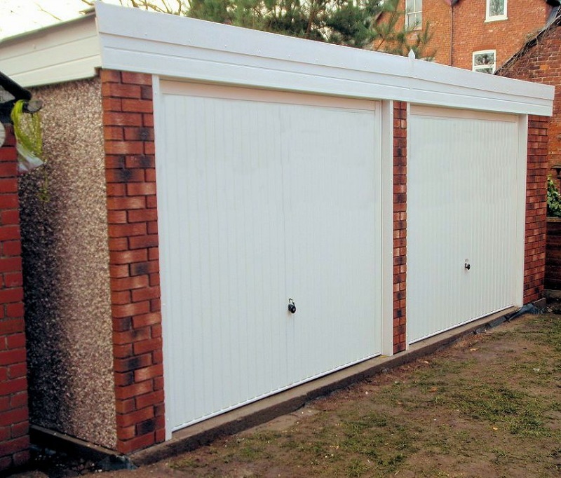 Spar Pent Double Concrete Garage 234 - Brick Posts, PVCu Windows and Fascias