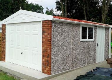 Spar Apex Concrete Garage 260 - Brick Posts, PVCu Window and Fascias