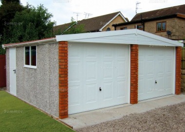 Spar Apex Double Concrete Garage 263 - Brick Posts, PVCu Windows and Fascias