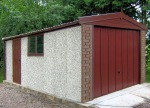 Spar Apex Concrete Garage 300 - Dark Woodgrain, Brick Posts