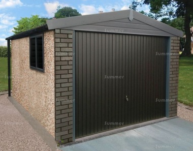 Spar Apex Concrete Garage 350 - Charcoal, Brick Posts