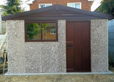 Spar Apex Concrete Shed 696 - Woodgrain Window, Fascias and Door