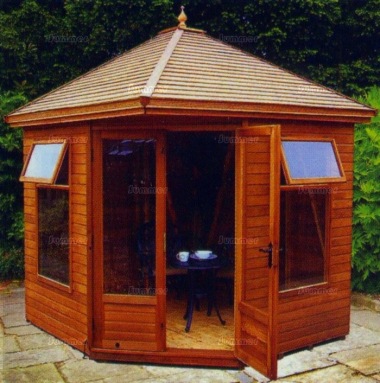 Corner Summerhouse 651 - Low Level Glazing, Double Door Corner Summerhouse 651 - Low Level Glazing, Double Door