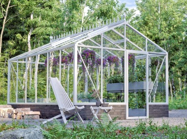 Dwarf Wall Aluminium Greenhouse 754 - Box Section, Powder Coated