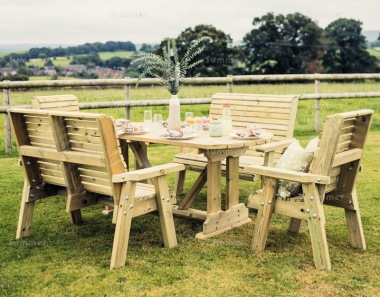 6 Seater Dining Set 654 - Pressure Treated, Armchairs, Benches 6 Seater Dining Set 654 - Pressure Treated, Armchairs, Benches