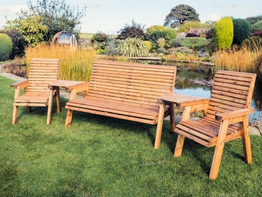 5 Seater Companion Set 757 - Tray Tables, Chunky Framing, Brown Finish 5 Seater Companion Set 757 - Tray Tables, Chunky Framing, Brown Finish