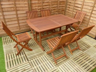 6 Seater Hardwood Set 135 - Folding Chairs, Extending Table 6 Seater Hardwood Set 135 - Folding Chairs, Extending Table