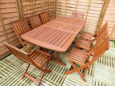 8 Seater Hardwood Set 137 - Folding Chairs, Extending Table 8 Seater Hardwood Set 137 - Folding Chairs, Extending Table
