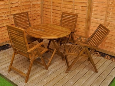 4 Seater Teak Set 205 - Reclining Chairs, Round Table