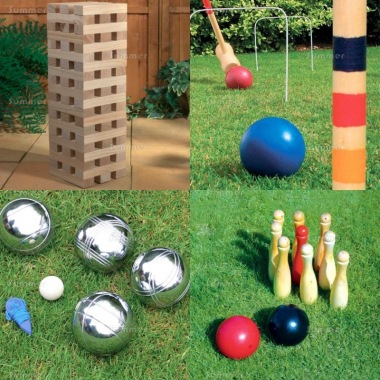 Multi Pack 525 - Wooden Blocks, Croquet, Boules and Skittles Multi Pack 525 - Wooden Blocks, Croquet, Boules and Skittles