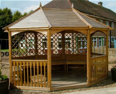 Wooden Gazebo 23 - Octagonal, Pressure Treated, Slatted Roof Wooden Gazebo 23 - Octagonal, Pressure Treated, Slatted Roof