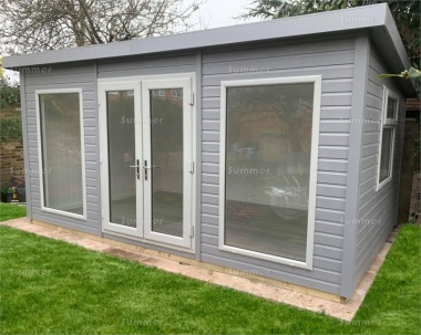 Pent Garden Office 300 - Painted, Double Glazed PVCu, Fitted Free