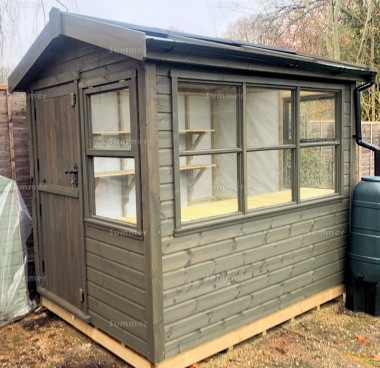 Pressure Treated Potting Shed 697 - Painted, Part Glazed Roof, Fitted Free