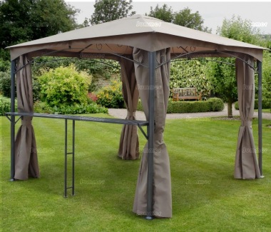 Metal gazebo with curtains