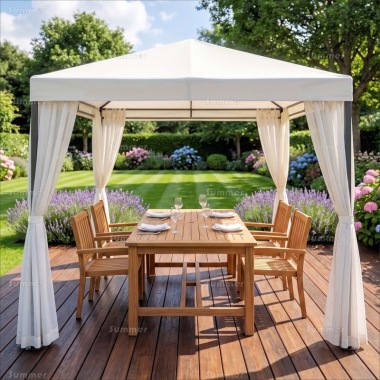 Metal Gazebo 168 - Hipped Roof, Side Screens Metal Gazebo 168 - Hipped Roof, Side Screens