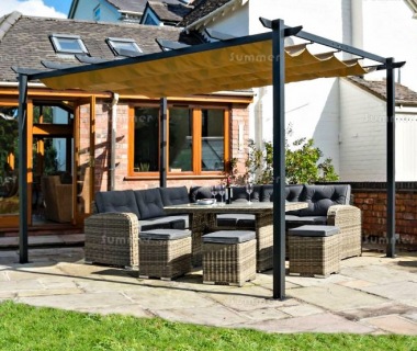 Metal Gazebo 447 - Powder Coated Aluminium, Retractable Canopy Metal Gazebo 447 - Powder Coated Aluminium, Retractable Canopy
