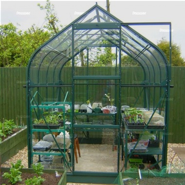 Aluminium Greenhouse 138 - Green, Curved Eaves