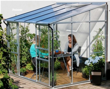 Aluminium Lean To Greenhouse 167 - Double Door, Polycarbonate Roof Aluminium Lean To Greenhouse 167 - Double Door, Polycarbonate Roof