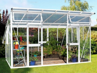 Aluminium Greenhouse 194 - White, Polycarbonate Roof Aluminium Greenhouse 194 - White, Polycarbonate Roof