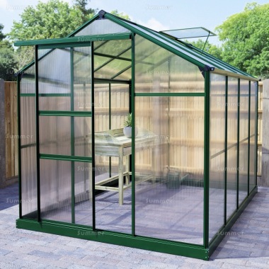 Aluminium Greenhouse 080 - Green, Polycarbonate, Base Included