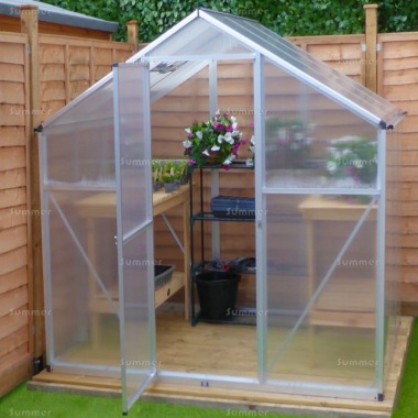 Aluminium Greenhouse 024 - Silver, Box Profile, Clip Free,  Easy-Fit Aluminium Greenhouse 024 - Silver, Box Profile, Clip Free,  Easy-Fit