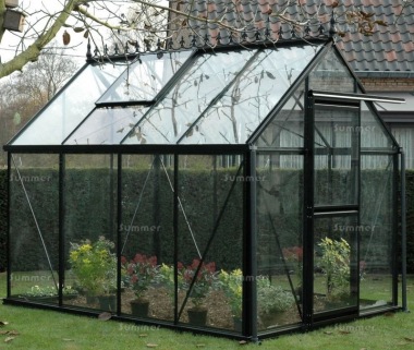 Aluminium Greenhouse 59 - Black Finish, Toughened Glass