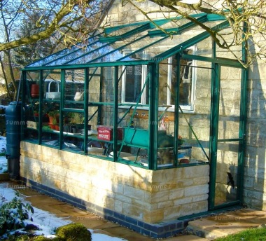 Dwarf Wall Aluminium Lean to Greenhouse 692 - Toughened Glass Dwarf Wall Aluminium Lean to Greenhouse 692 - Toughened Glass