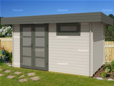 Pent Roof 28mm Log Cabin 314 - Double Door