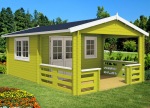 Double Door Apex Log Cabin 452 - Large Verandah