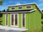 70mm Log Cabin 455 - Split Level Roof, Double Glazed 70mm Log Cabin 455 - Split Level Roof, Double Glazed