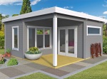 Pent Roof 50mm Log Cabin 937 - Integral Porch, Double Glazed Pent Roof 50mm Log Cabin 937 - Integral Porch, Double Glazed