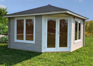 Corner Log Cabin 425 - 40mm, Double Glazed, Large Panes Corner Log Cabin 425 - 40mm, Double Glazed, Large Panes