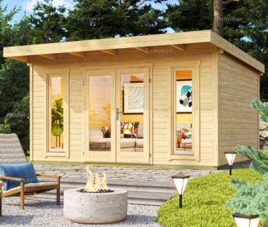 45mm Pent Roof Log Cabin 481 - Double Glazed, FSC® Certified 45mm Pent Roof Log Cabin 481 - Double Glazed, FSC® Certified