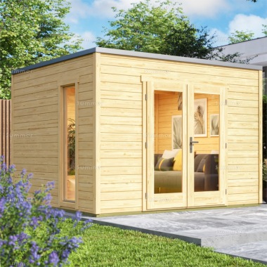 28mm Pent Log Cabin 652 - Double Door, PEFC Certified 28mm Pent Log Cabin 652 - Double Door, PEFC Certified