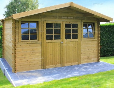 Apex 28mm Log Cabin 075 - Pressure Treated, Double Door Apex 28mm Log Cabin 075 - Pressure Treated, Double Door