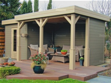 Pent Roof Gazebo 398 - With Integral Summerhouse