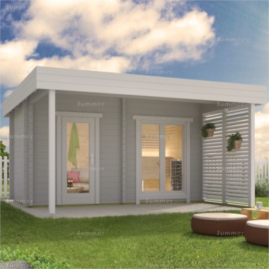 70mm Pent Roof Log Cabin Sauna 918 - Slatted Bench, 2 Rooms 70mm Pent Roof Log Cabin Sauna 918 - Slatted Bench, 2 Rooms