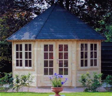 Double Door 45mm Octagonal Log Cabin 372 Double Door 45mm Octagonal Log Cabin 372