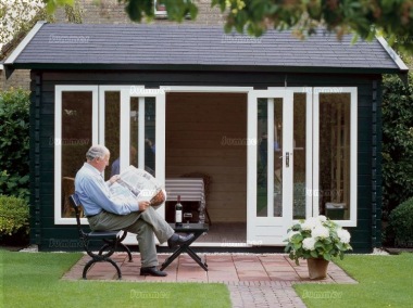 Side Door Apex Log Cabin 289 - Bespoke, Large Panes Side Door Apex Log Cabin 289 - Bespoke, Large Panes