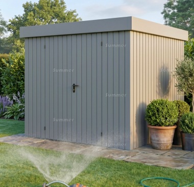 Premium Metal Shed 591 - Hinged Door, Extra Tall, Galvanized Steel