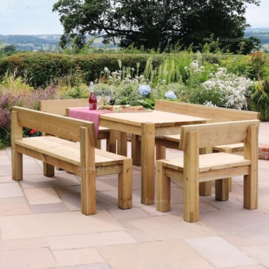 Pressure Treated 6 Seater Dining Set 872 - Chairs, Benches, FSC® Certified