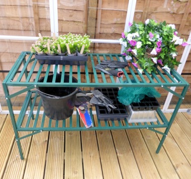 Green 2 Tier Slatted Staging 346 - Easy Assembly Green 2 Tier Slatted Staging 346 - Easy Assembly