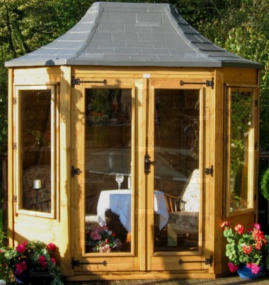 Octagonal Summerhouse 167 - Slate Effect Roof, Fitted Free