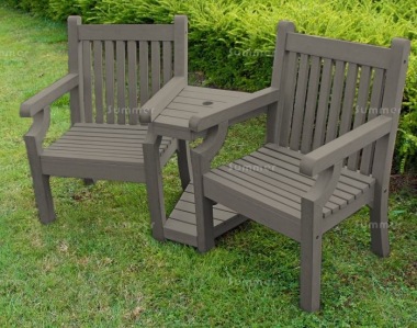 Synthetic Wood Love Seat 246 - Grey Finish, Maintenance Free