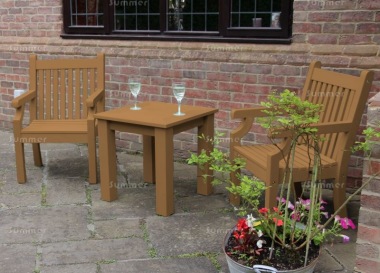 Synthetic Wood 2 Seat Bistro Set 260 - Teak Finish, Maintenance Free Synthetic Wood 2 Seat Bistro Set 260 - Teak Finish, Maintenance Free