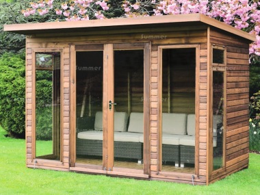 Pent Summerhouse 47 - Low Level Glazing, Double Door Pent Summerhouse 47 - Low Level Glazing, Double Door