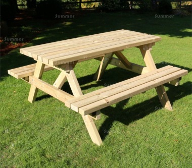 6 Seater Picnic Bench 677 - 5ft Benches, Pressure Treated 6 Seater Picnic Bench 677 - 5ft Benches, Pressure Treated